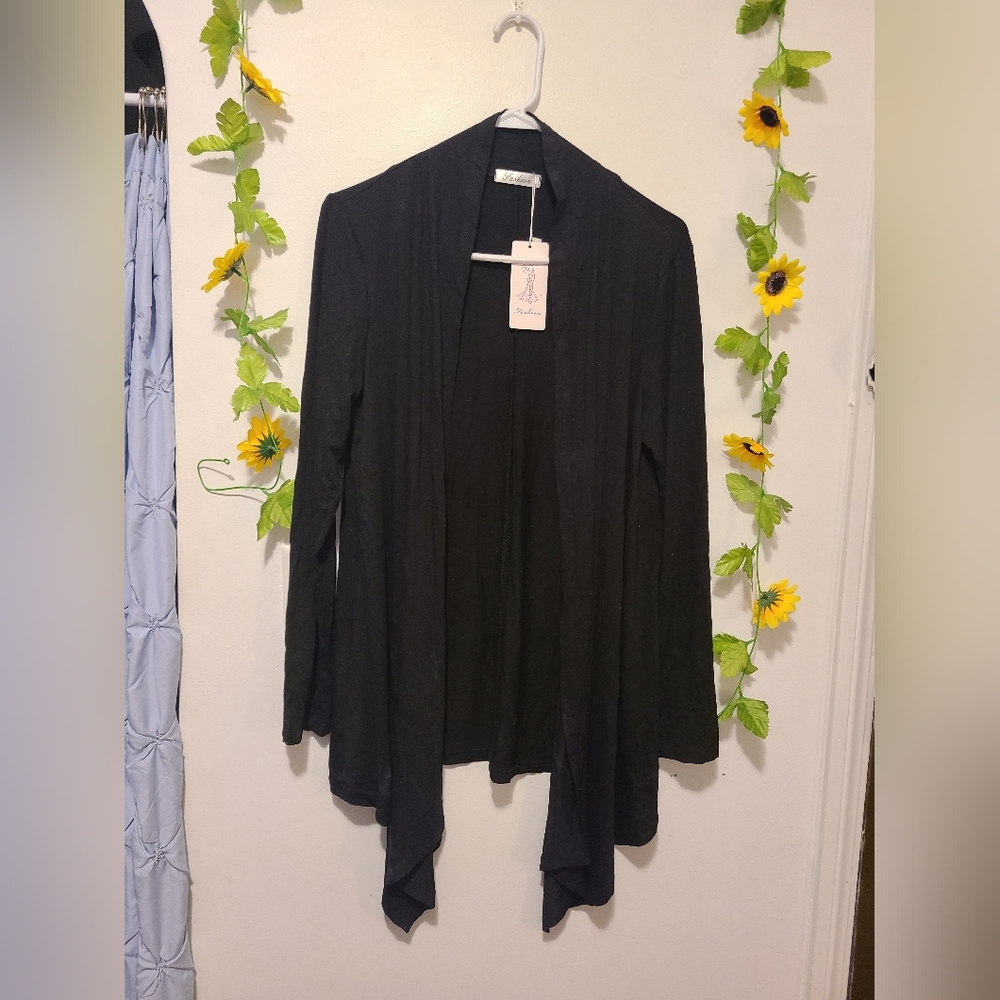 Nwt Black Women's Sweater Flowy Cadigan Size Large